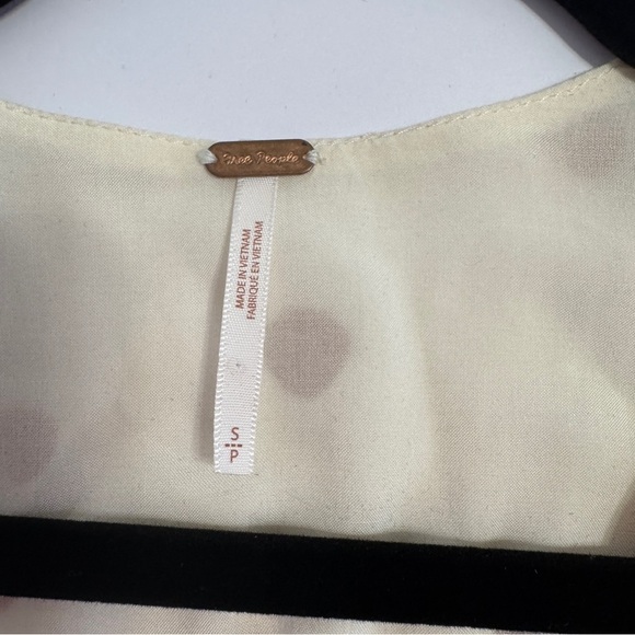 Free People Long Sleeve Mini Dress Polka Dot Button Front Cream Yellow S - Picture 12 of 14